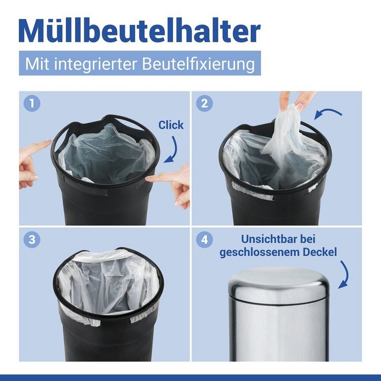 Produktbild: Kosmetik Treteimer Mod. Leman Edelstahl Matt 5L, mit herausnehmbarem Einsatz