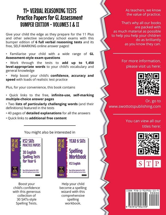 Produktbild: 11+ Verbal Reasoning Tests for GL Assessment Practice Papers with Detailed Answers & Challenging Words Lists Bumper Edition