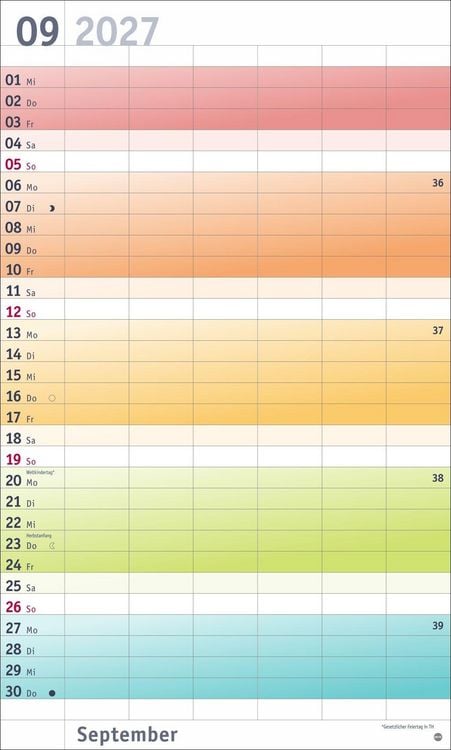 Produktbild: Bunte Wochen Familienplaner XL 2027