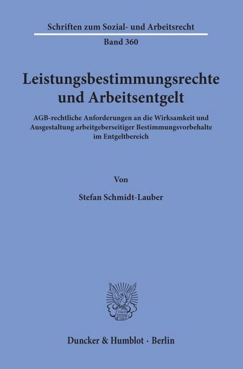 Produktbild: Leistungsbestimmungsrechte und Arbeitsentgelt.