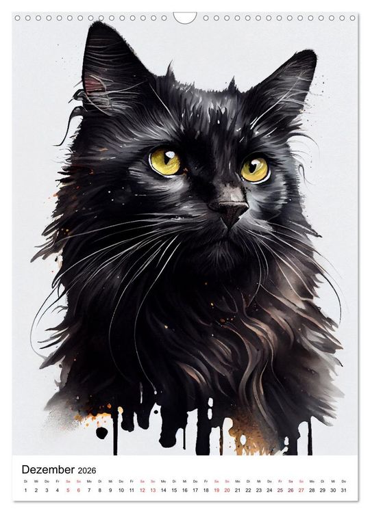 Produktbild: Katzen wie gemalt (Wandkalender 2026 DIN A3 hoch), CALVENDO Monatskalender