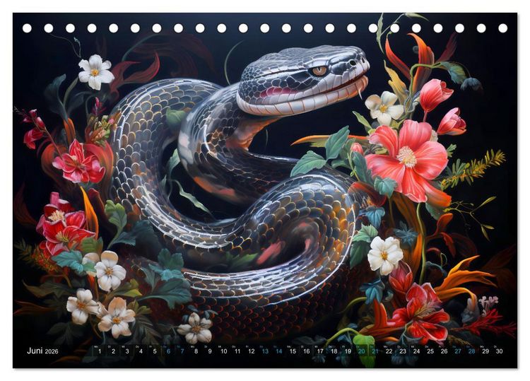 Produktbild: Jahr der Schlange - Illustrationen des chinesischen Tierkreiszeichens (Tischkalender 2026 DIN A5 quer), CALVENDO Monatskalender