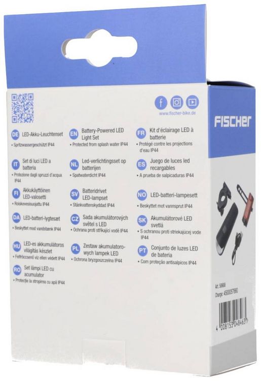 Produktbild: FISCHER FAHRRAD Fahrradbeleuchtung Set 45 LUX, small-box LED Schwarz