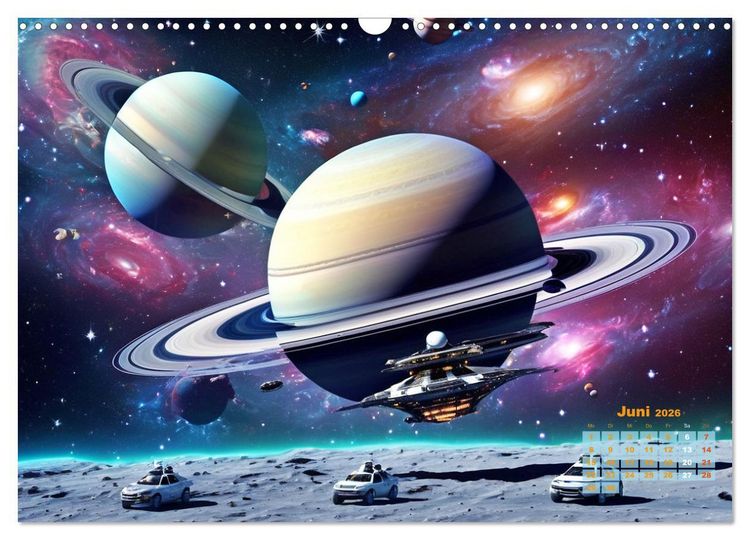 Produktbild: Im Weltall unterwegs - Verr&uuml;ckte Fahrzeuge im Universum (Wandkalender 2026 DIN A3 quer), CALVENDO Monatskalender