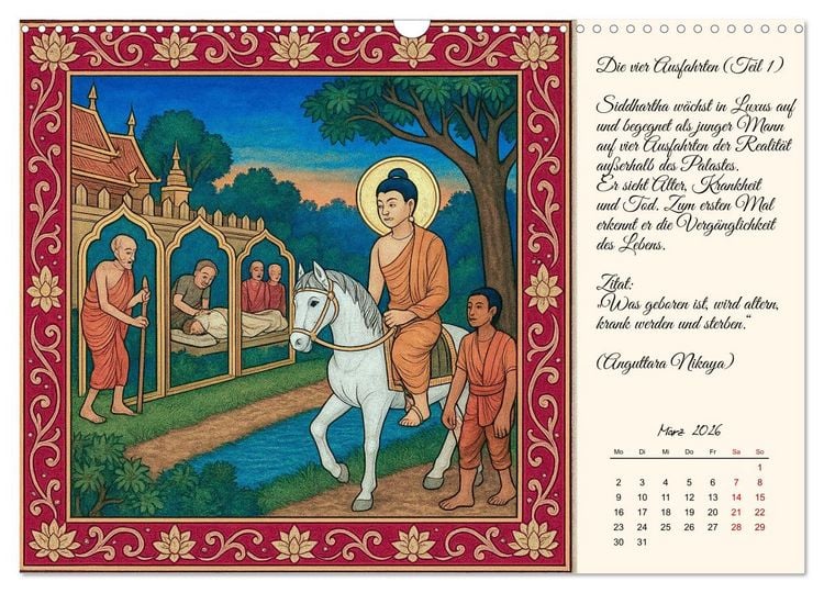 Produktbild: Siddhartas Pfad zum Buddha (Wandkalender 2026 DIN A3 quer), CALVENDO Monatskalender
