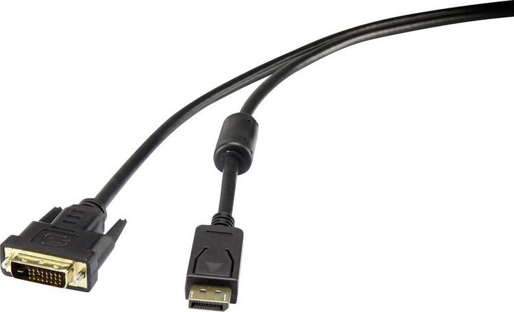 Produktbild: Renkforce DisplayPort / DVI Adapterkabel DisplayPort Stecker, DVI-D 24+1pol. Stecker 1.80m Schwarz RF-4212210schraubbar