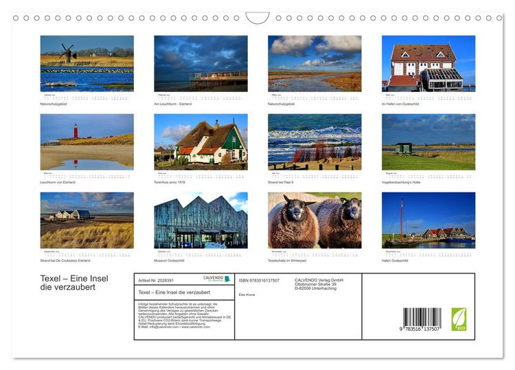 Produktbild: Texel &ndash; Eine Insel die verzaubert (Wandkalender 2026 DIN A3 quer), CALVENDO Monatskalender