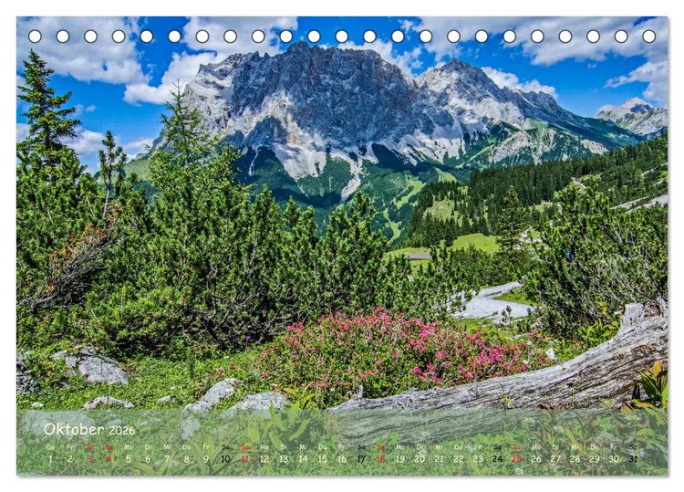 Produktbild: Naturparadies Zugspitzarena (Tischkalender 2026 DIN A5 quer), CALVENDO Monatskalender