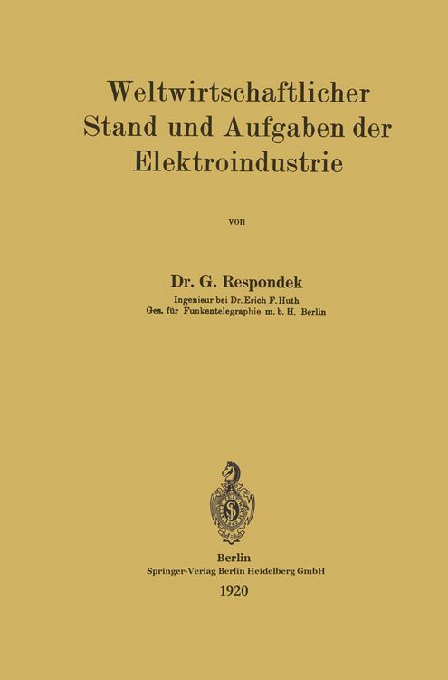 Produktbild: Weltwirtschaftlicher Stand und Aufgaben der Elektroindustrie
