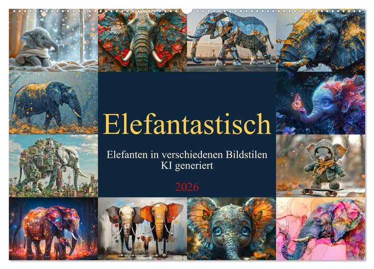 Produktbild: Elefantastisch (Wandkalender 2026 DIN A2 quer), CALVENDO Monatskalender