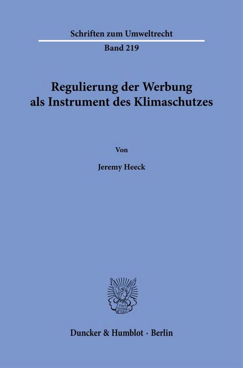 Produktbild: Regulierung der Werbung als Instrument des Klimaschutzes