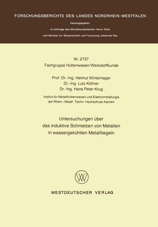 Produktbild: Untersuchungen &uuml;ber das induktive Schmelzen von Metallen in wassergek&uuml;hlten Metalltiegeln