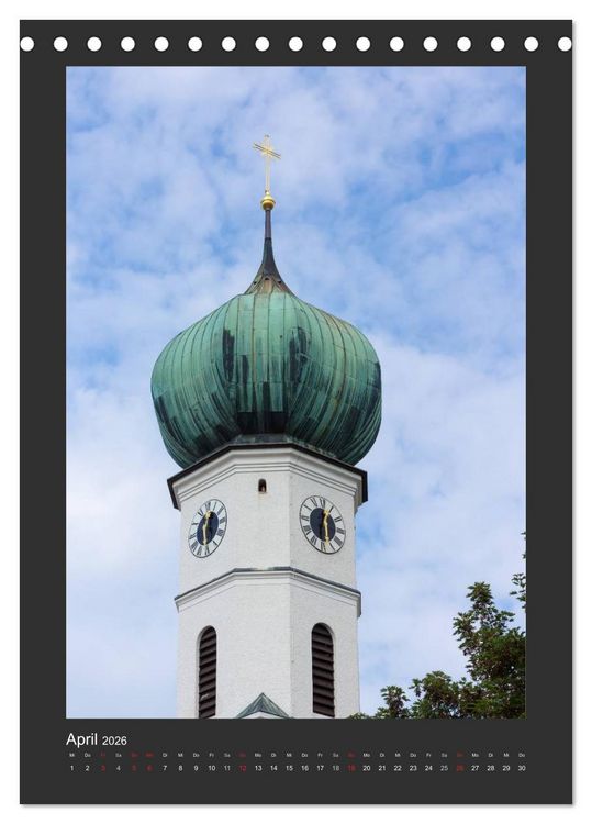 Produktbild: Kircht&uuml;rme im Landkreis F&uuml;rstenfeldbruck (Tischkalender 2026 DIN A5 hoch), CALVENDO Monatskalender