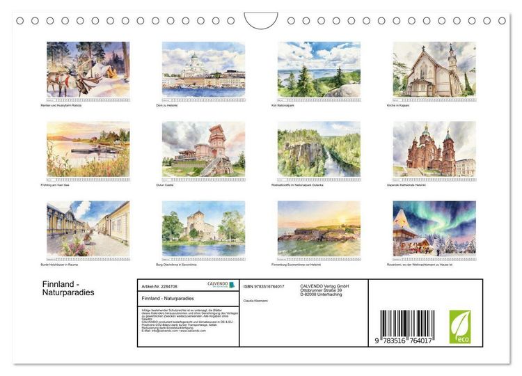 Produktbild: Finnland - Naturparadies (Wandkalender 2027 DIN A4 quer), CALVENDO Monatskalender