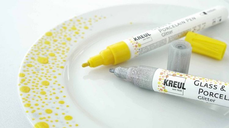 Produktbild: KREUL Glass & Porcelain Pen Glitter medium 5er Set