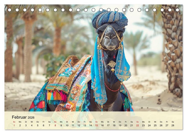 Produktbild: Modische Kamele in der W&uuml;ste. Extravagante Highlights (Tischkalender 2026 DIN A5 quer), CALVENDO Monatskalender