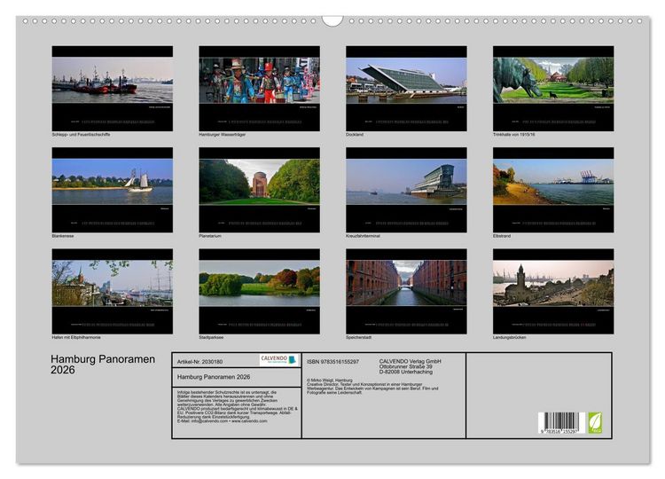 Produktbild: Hamburg Panoramen 2026 (Wandkalender 2026 DIN A2 quer), CALVENDO Monatskalender