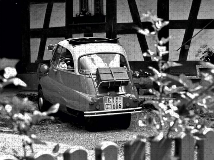 Produktbild: CALVENDO Puzzle BMW Isetta 300 in schwarzwei&szlig; 1000 Teile Lege-Gr&ouml;&szlig;e 64 x 48 cm Foto-Puzzle Bild von Ingo Laue