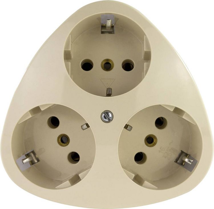 Produktbild: REV 0510080777 3fach Aufputz-Steckdose IP20 Wei&szlig;