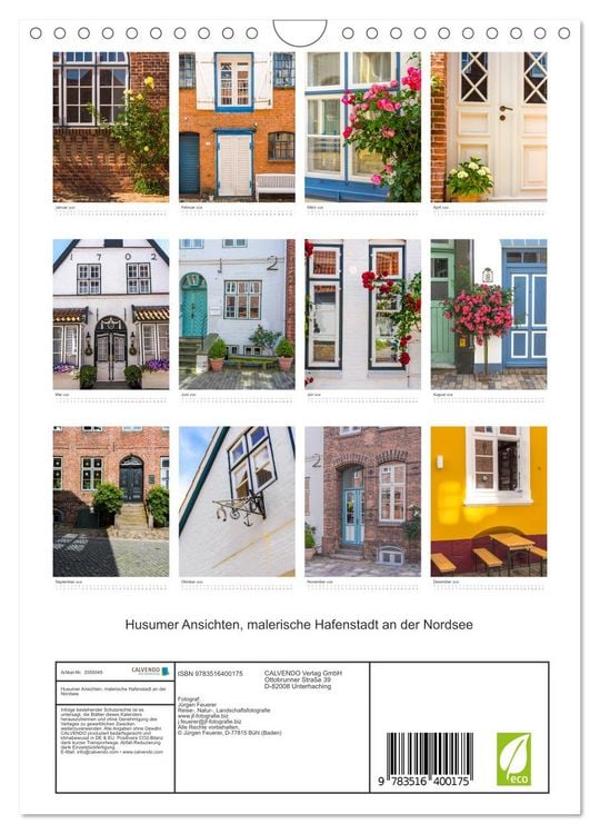 Produktbild: Husumer Ansichten, malerische Hafenstadt an der Nordsee (Wandkalender 2026 DIN A4 hoch), CALVENDO Monatskalender
