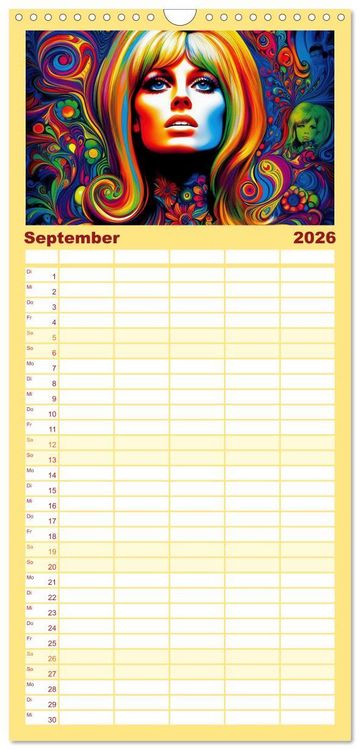 Produktbild: Familienplaner 2026 - Psychodelic Art mit 5 Spalten (Wandkalender, 21 x 45 cm) CALVENDO