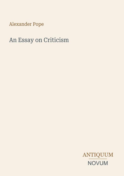 Produktbild: An Essay on Criticism