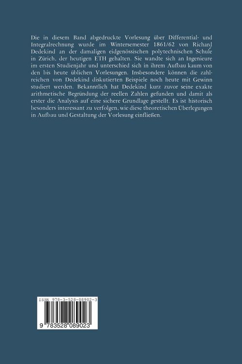 Produktbild: Vorlesung &uuml;ber Differential- und Integralrechnung 1861/62