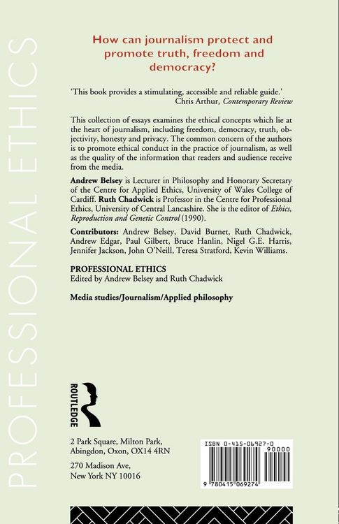 Produktbild: Ethical Issues in Journalism and the Media