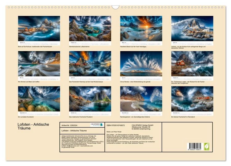 Produktbild: Lofoten - Arktische Tr&auml;ume (Wandkalender 2026 DIN A2 quer), CALVENDO Monatskalender