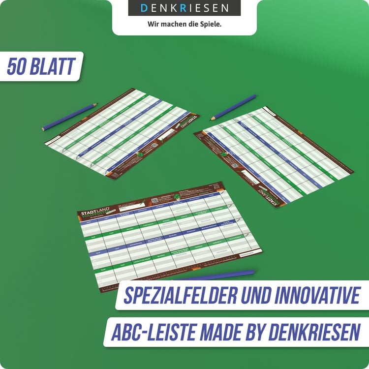 Produktbild: DENKRIESEN - Stadt Land Vollpfosten® Thalia Edition – "Wir lieben Bücher." ¦ A4 Spielblock