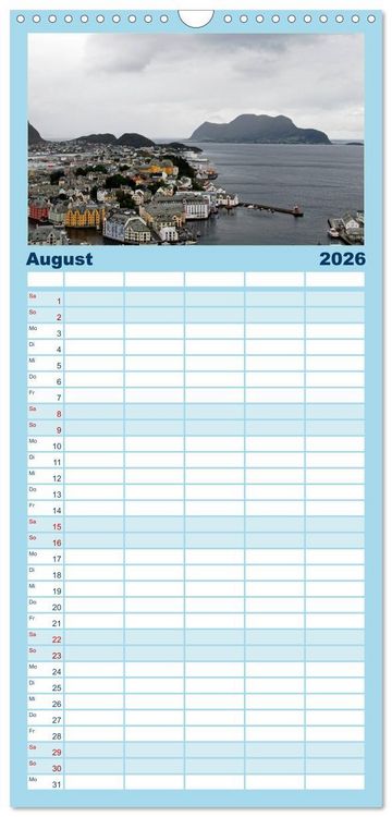 Produktbild: Familienplaner 2026 - Norwegen - Hurtigruten mit 5 Spalten (Wandkalender, 21 x 45 cm) CALVENDO