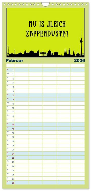 Produktbild: Familienplaner 2026 - Berliner Mundart mit 5 Spalten (Wandkalender, 21 x 45 cm) CALVENDO