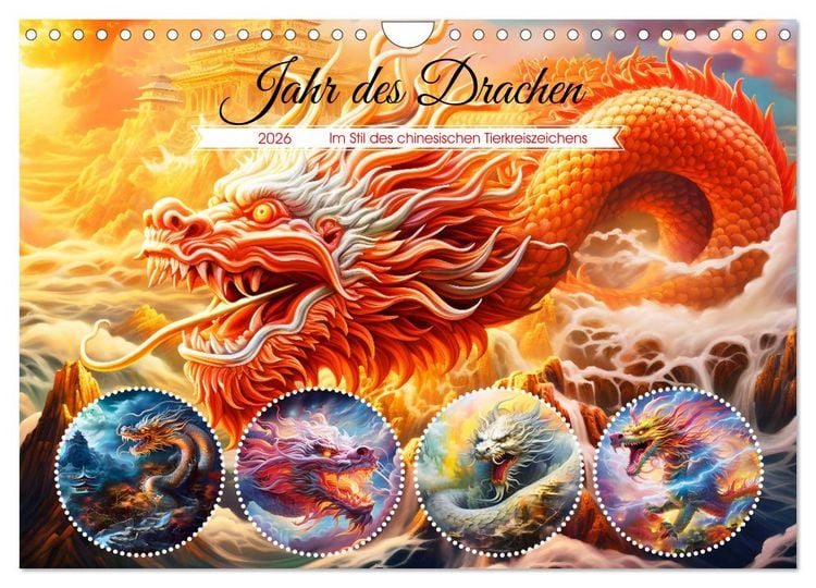 Produktbild: Jahr des Drachen - Im Stil des chinesischen Tierkreiszeichens (Wandkalender 2026 DIN A4 quer), CALVENDO Monatskalender