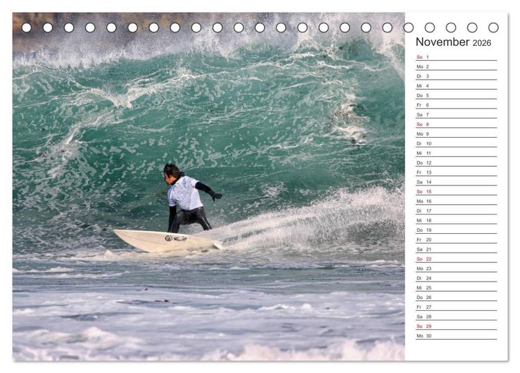 Produktbild: Surfen - Spa&szlig; auf den Wellen (Tischkalender 2026 DIN A5 quer), CALVENDO Monatskalender