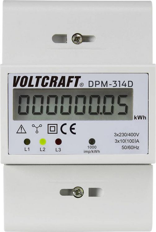 Produktbild: VOLTCRAFT DPM-314D DPM-314D Drehstromz&auml;hler digital 100A MID-konform: Nein 1St.
