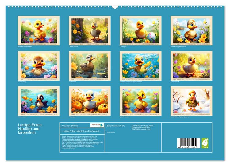 Produktbild: Lustige Enten. Niedlich und farbenfroh (hochwertiger Premium Wandkalender 2026 DIN A2 quer), Kunstdruck in Hochglanz