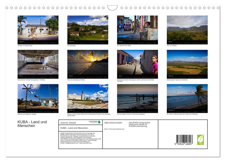 Produktbild: KUBA - Land und Menschen (Wandkalender 2026 DIN A3 quer), CALVENDO Monatskalender