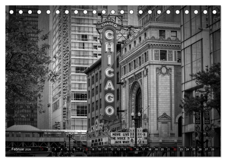Produktbild: CHICAGO Monochrom (Tischkalender 2026 DIN A5 quer), CALVENDO Monatskalender