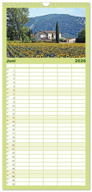 Produktbild: Familienplaner 2026 - Provence romantique mit 5 Spalten (Wandkalender, 21 x 45 cm) CALVENDO