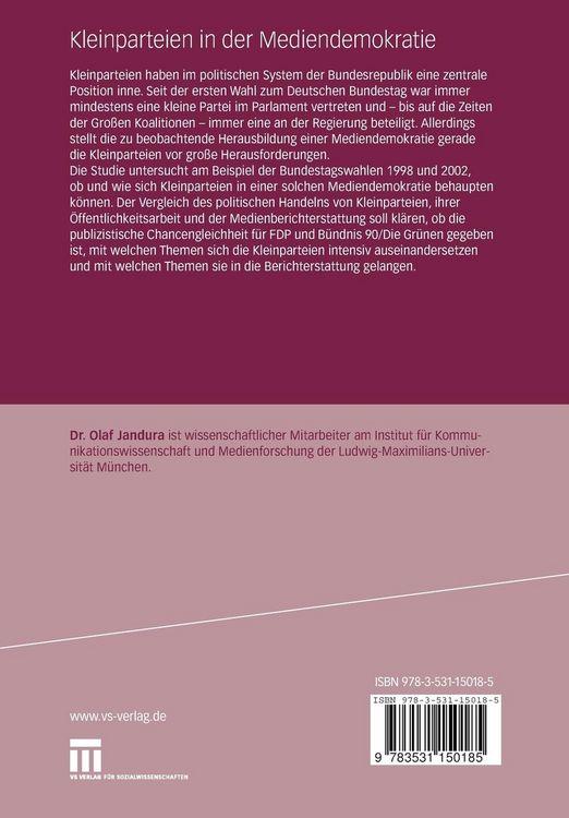 Produktbild: Kleinparteien in der Mediendemokratie