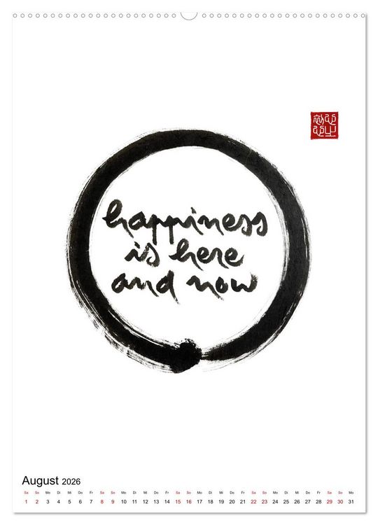 Produktbild: Zen Art Kalligraphie inspiriert von Zen-Meister Th&iacute;ch Nhất Hạnh (hochwertiger Premium Wandkalender 2026 DIN A2 hoch), Kunstdruck in Hochglanz