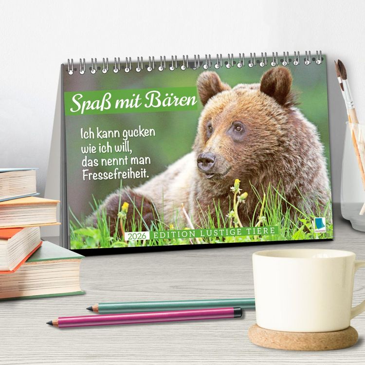 Produktbild: Spa&szlig; mit B&auml;ren: Edition lustige Tiere (Tischkalender 2026 DIN A5 quer), CALVENDO Monatskalender
