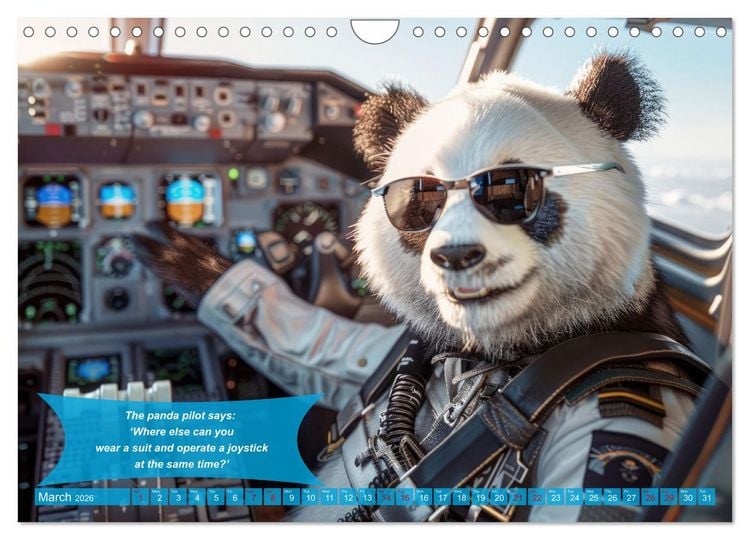 Produktbild: Funny charming animals as pilots (Wall Calendar 2026 DIN A4 landscape), CALVENDO 12 Month Wall Calendar