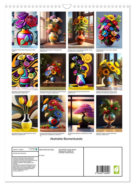 Produktbild: Abstrakte Blumenbukets (Wandkalender 2026 DIN A3 hoch), CALVENDO Monatskalender