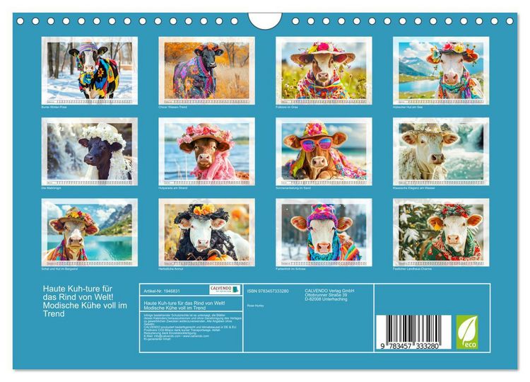 Produktbild: Haute Kuh-ture f&uuml;r das Rind von Welt! Modische K&uuml;he voll im Trend (Wandkalender 2026 DIN A4 quer), CALVENDO Monatskalender