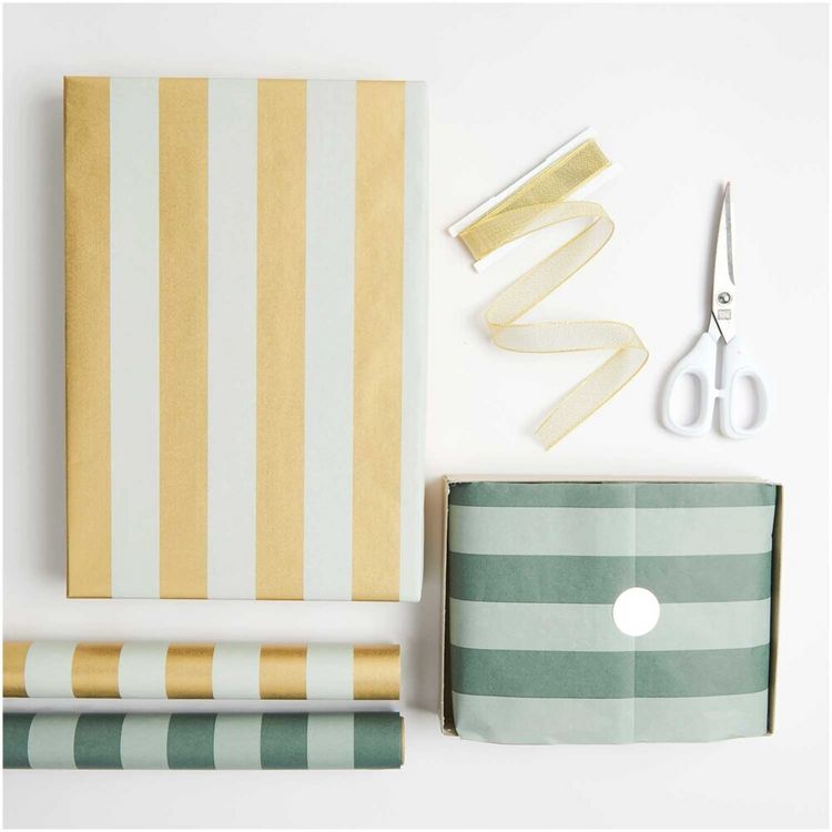 Produktbild: Seidenpapier Streifen, Creme/Gold, MIX
