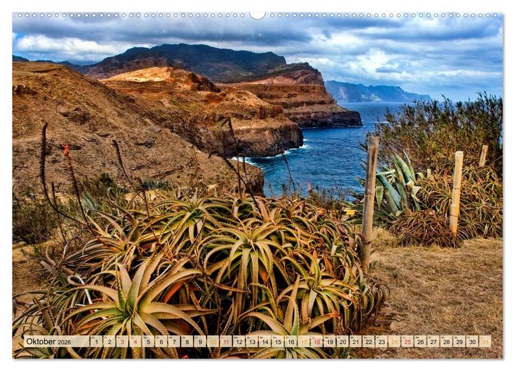 Produktbild: Madeira - blaues Wasser, gr&uuml;ne Berge, bunte Blumen (Wandkalender 2026 DIN A2 quer), CALVENDO Monatskalender