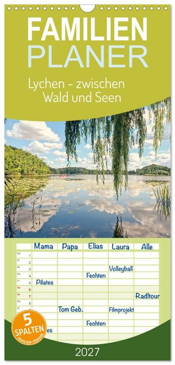Produktbild: Familienplaner 2027 - Lychen - zwischen Wald und Seen mit 5 Spalten (Wandkalender, 21 x 45 cm) CALVENDO