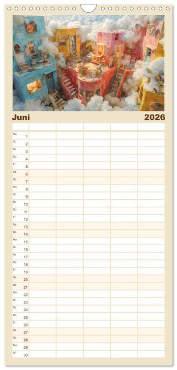 Produktbild: Familienplaner 2026 - Paradoxe fantastische Welten - M&auml;rchenhaft verspielt mit 5 Spalten (Wandkalender, 21 x 45 cm) CALVENDO