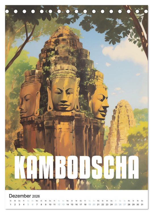 Produktbild: Reise in die 50er Jahre. Vintage Travel Poster. (Tischkalender 2026 DIN A5 hoch), CALVENDO Monatskalender